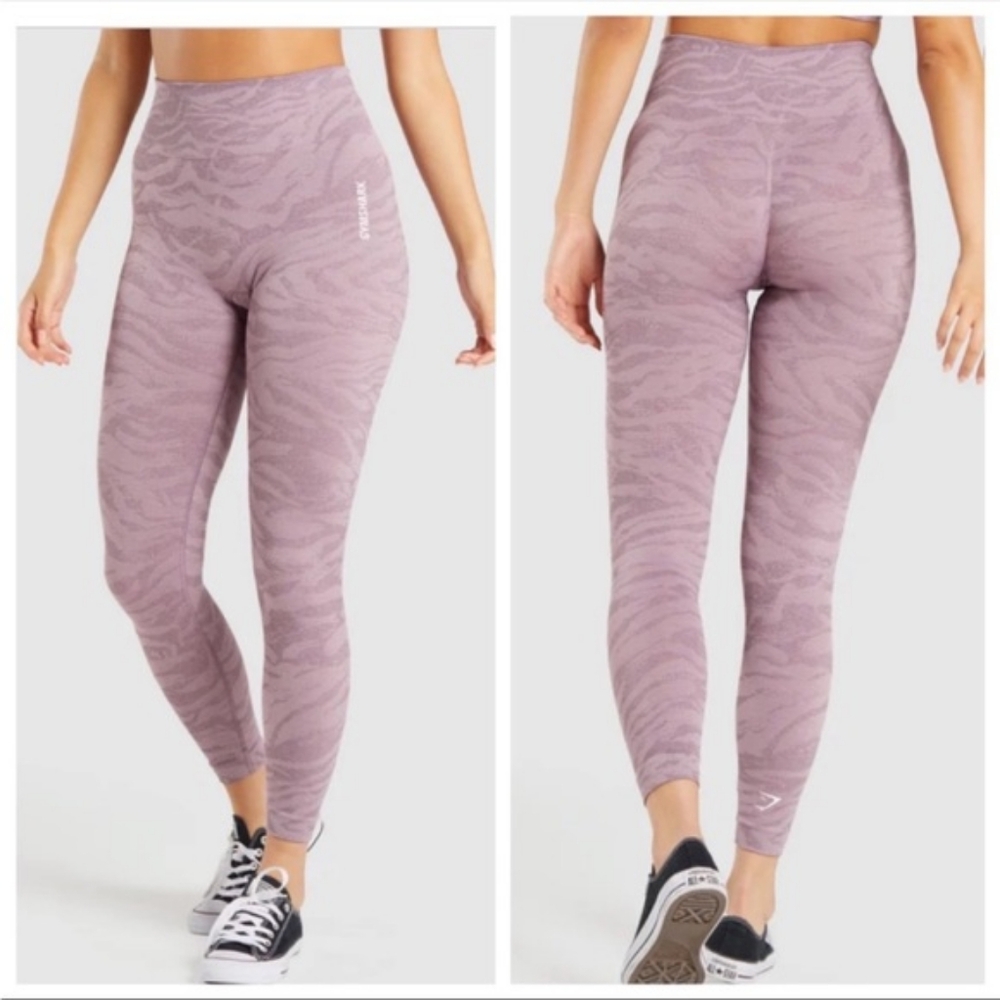 Gymshark Women's Abstract Animal Print Seamless 7/8 Leggings Mallow Purple